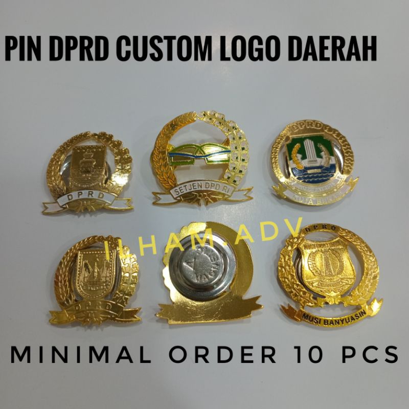 Pin DPRD kuningan sepuh emas etching custom logo DPRD logo daerah