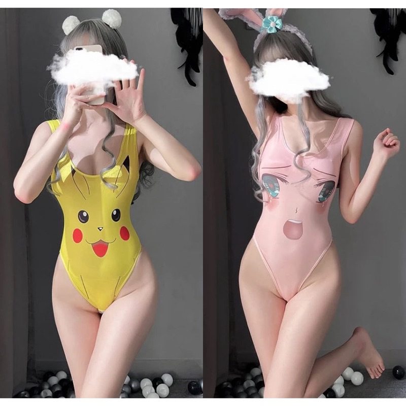 ✨READY✨ Lingerie Anime Pikachu Pokemon Sexy aone Piece Open Crotch Body Suit Ahegao