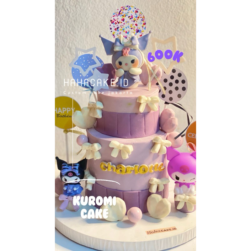 

KUROMI CAKE CUSTOM CAKE ULANG TAHUN TEMA KUROMI CINAMOROL