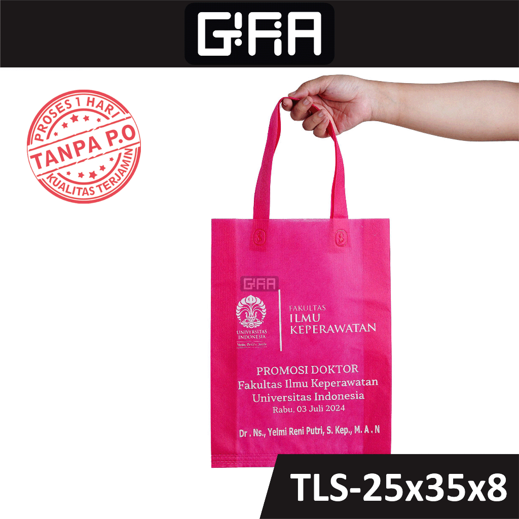 

Goodie Bag Sablon Custom / Tas Spunbond Sablon 25x35x8 cm