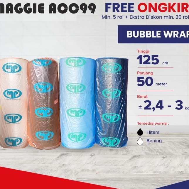

Termurah Bubble Wrap Premium Ukuran 3 cm 4 cm 6 cm 125 cm x 5 M Babel Wrap pack