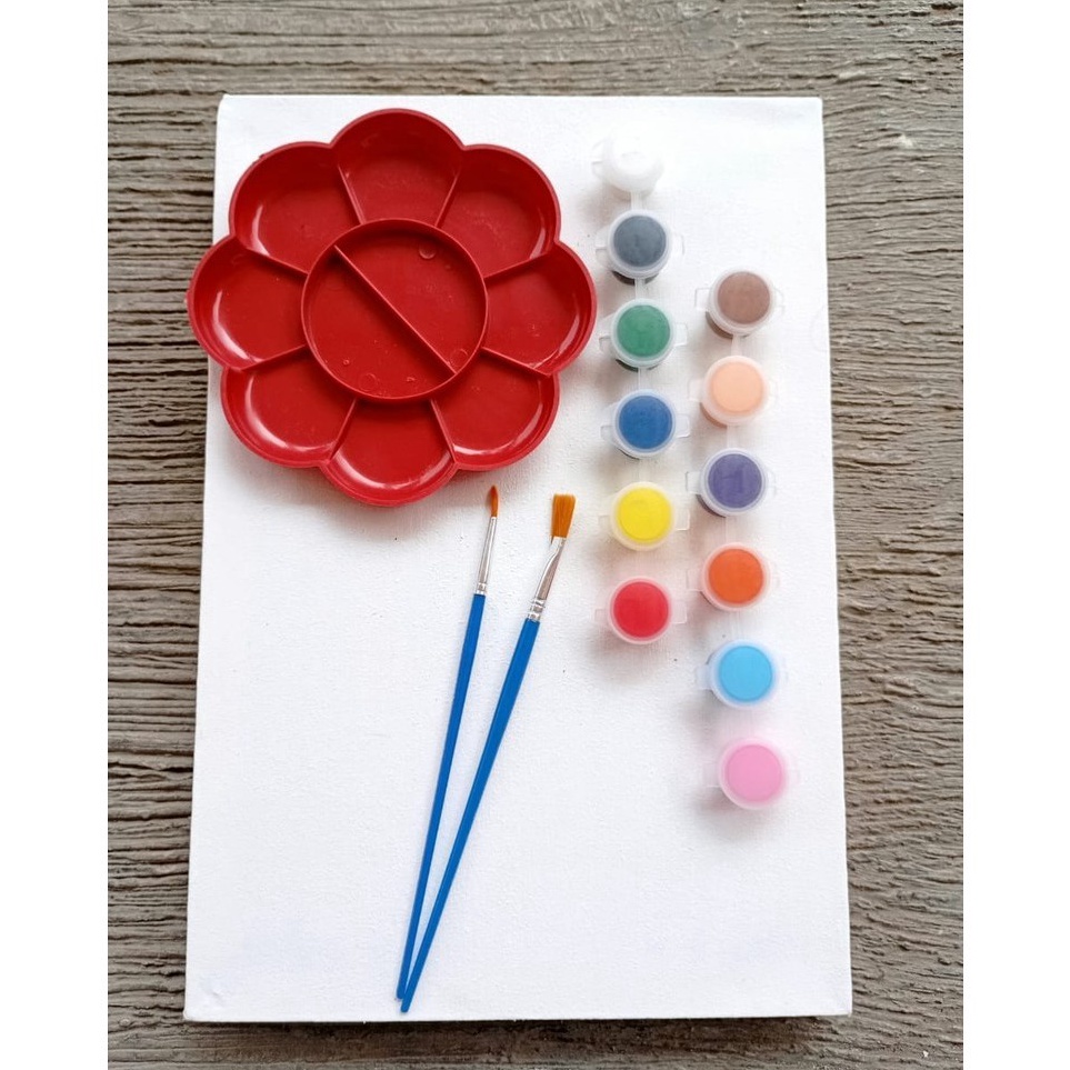 

ORDER NOW RSK Paket Lengkap Alat Lukis Kanvas 1 Set Peralatan Melukis Kuas Cat Akrilik Palet Kuas Flat Round KanvasCanvas 2 x 2 cm 2 x 3 cm dan 3 x 4 cm Paint Acrylic