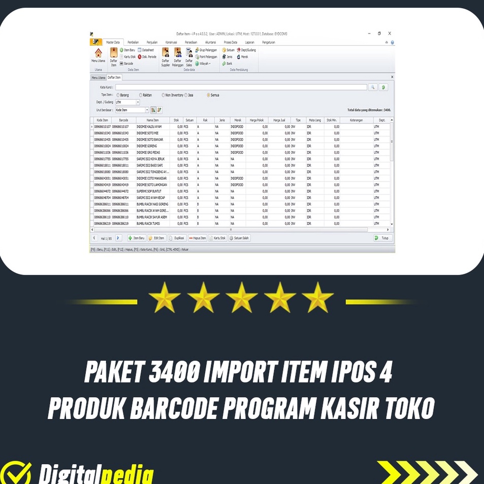 Dijamin Senang  Paket 34 Import Item IPOS 4 Database Produk Barcode Indonesia Program Kasir Toko POS