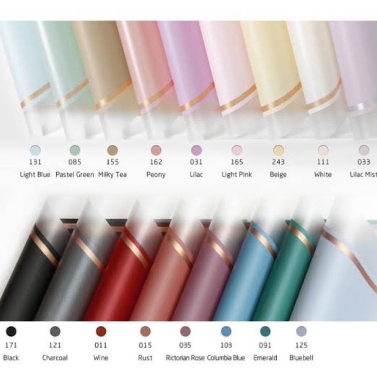 

Stock Terkini 2 Lembar Cellophane List Gold Frame Transparent Flower Wrapping Paper Matte