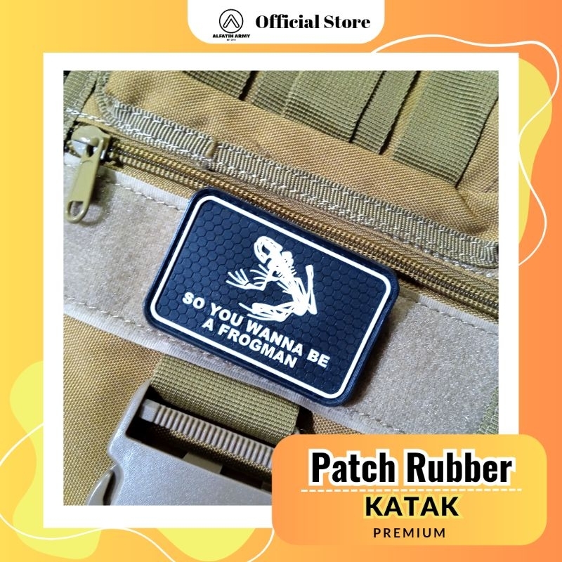 Alfatih Army Patch Rubber Frogman Kodok Kopaska 5x7cm Timbul  Emblem Velcro Original
