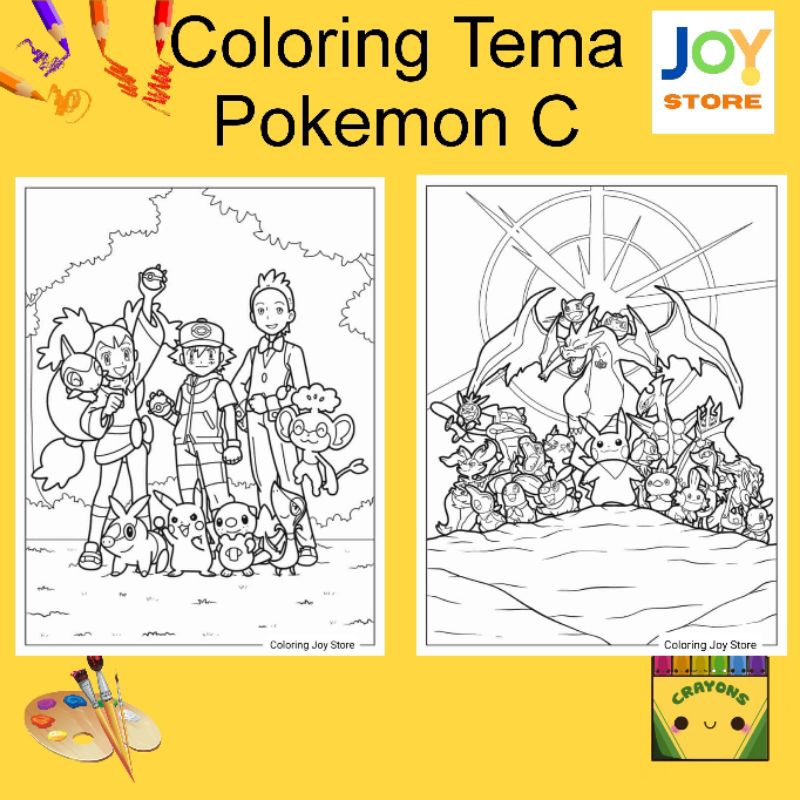

Kertas Gambar Mewarnai ukuran A4 dan A5 150 gsm - Coloring Paper Tema Pokemon C Toko Joy Store