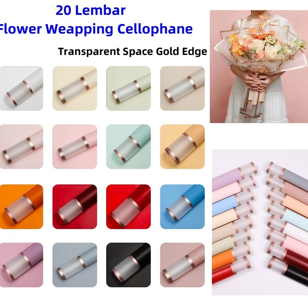 

Best Promotion FLOWER WRAPPING 2 LEMBAR TRANSPARENT GOLD FRAME CELLOPHANE WATERPROOF KERTAS BUKET BUNGA FLOWER WRAPPING