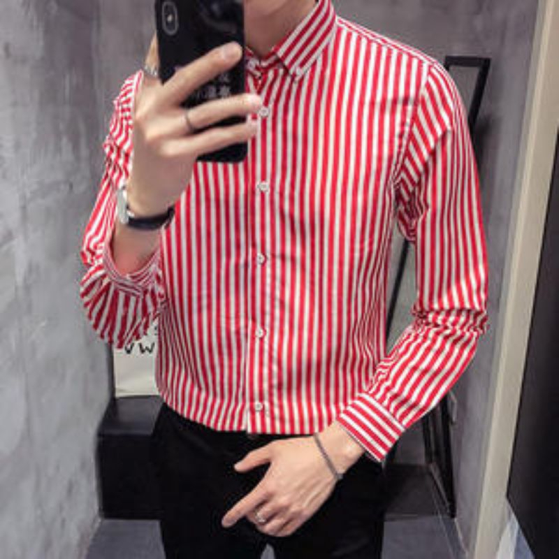 Kemeja Garis Stripe Salur M L XL XXL | Kemeja Salur Pria Lengan panjang | Kemeja Flanel salur