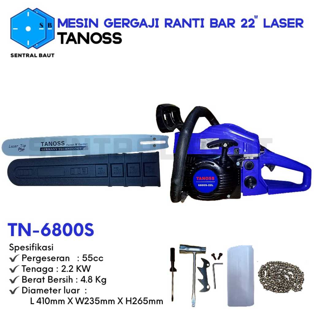 SENTRAL BAUT || Mesin Gergaji Rantai Bar 22" Laser TANOSS