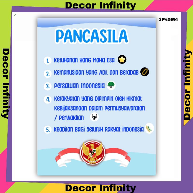 Poster dinding PANCASILA poster dinding sekolah edukasi belajar siswa