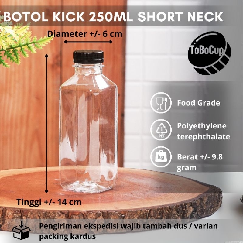 Isi 35 Pcs Botol Kick 250Ml Short Neck/ Botol Jus/ Botol Liang Teh