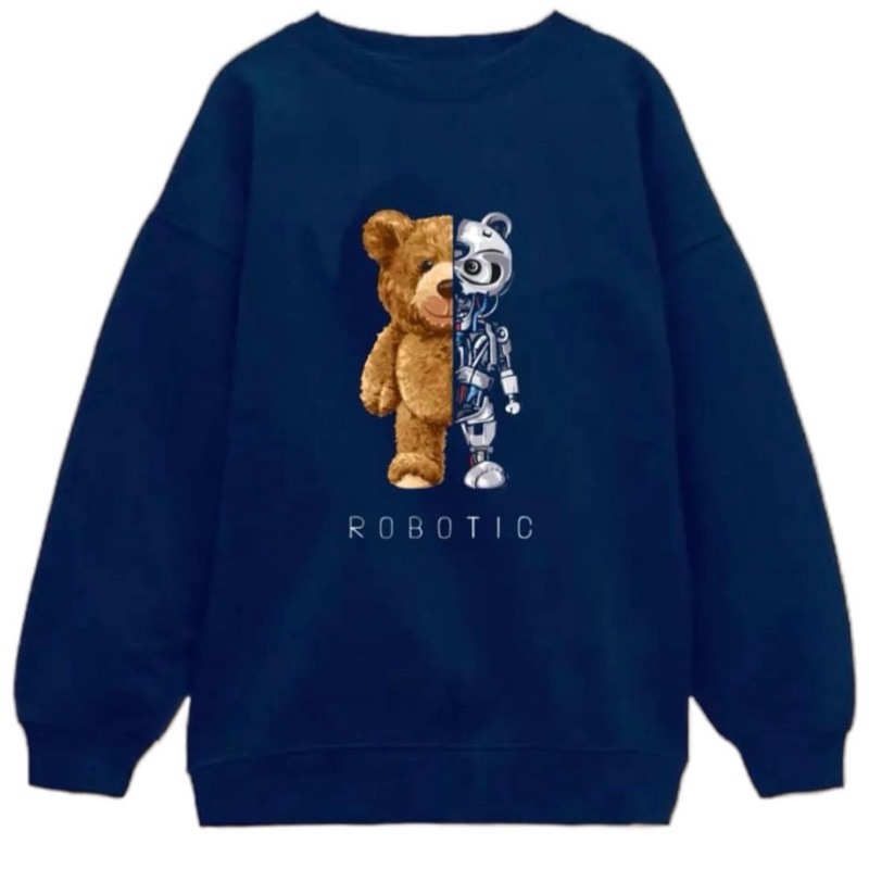 gratefulgallery.id Sweater Tshirt Robotic Navy Wanita Korean Jacket High Quality Oversize Hoodie Cew