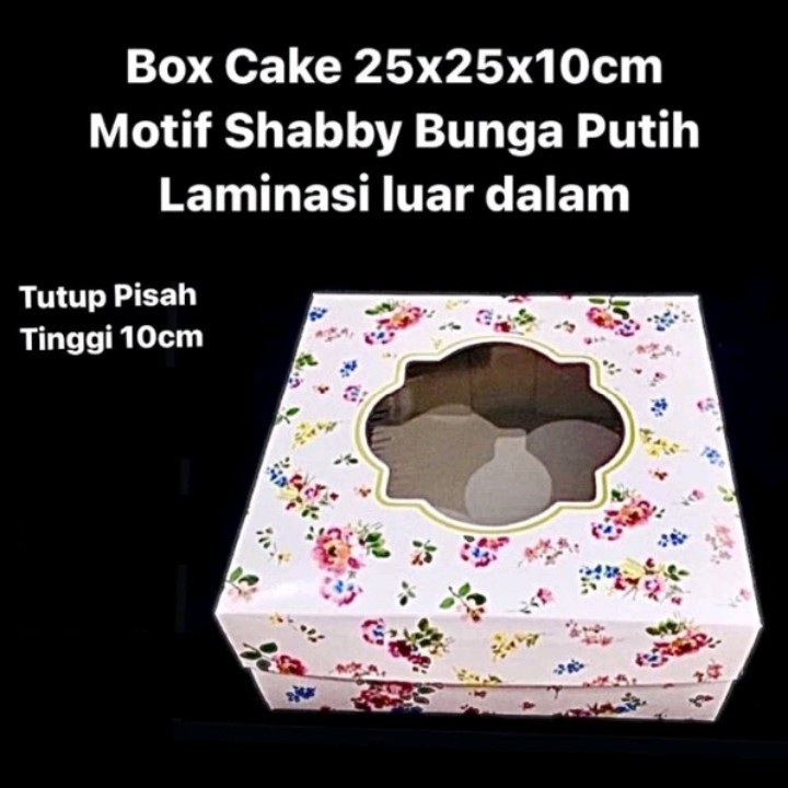 

(10pcs) Box KOtak KEmasan Kue Tart Brownies Lapis eit Dus Motif Jendela Bunga Size 25x25x10cm