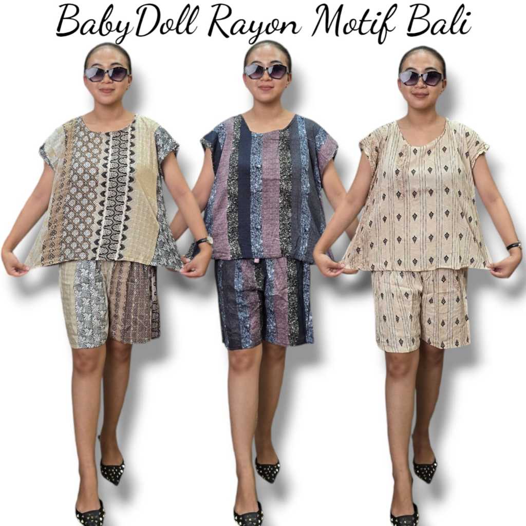One Set Baju Tidur Bali Rayon Motif Setelan Baju Tidur Wanita