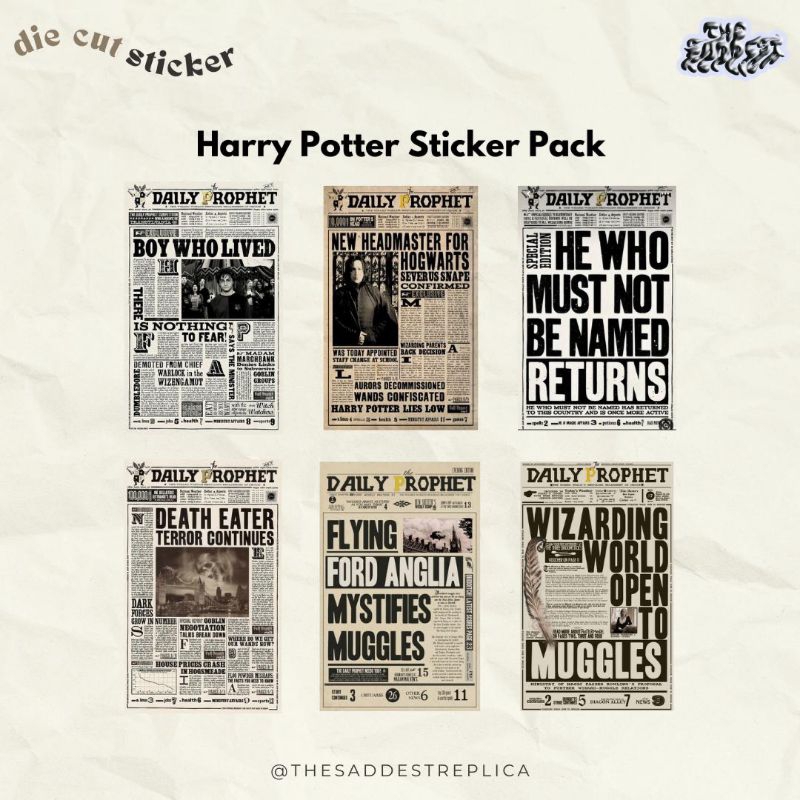 

Harry Potter Sticker Pack/Daily Prophet Sticker/Stiker laptop/Stiker tahan air