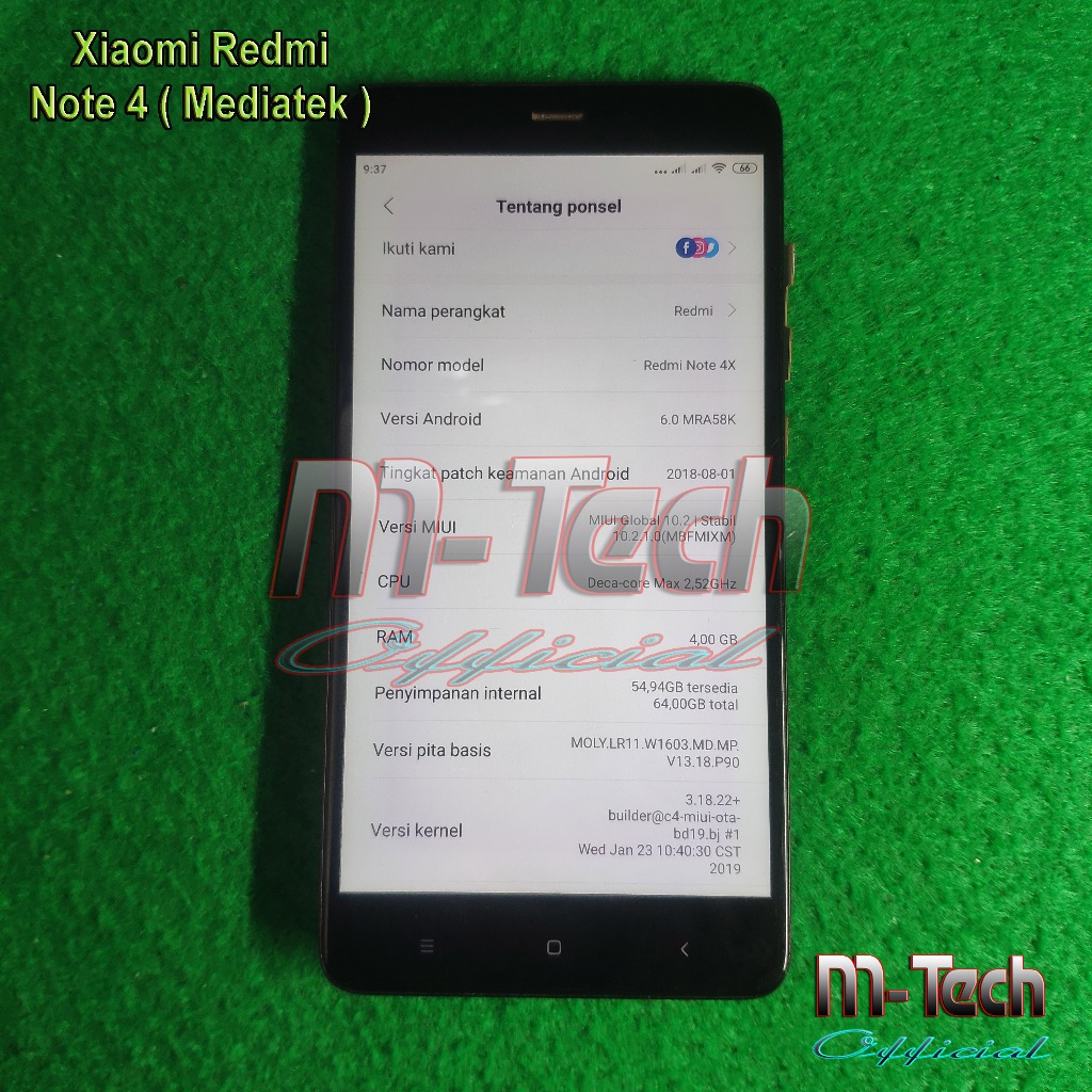 [N] PCB Mesin Xiaomi Redmi Note 4X Mediatek (4/64 Gb) original normal