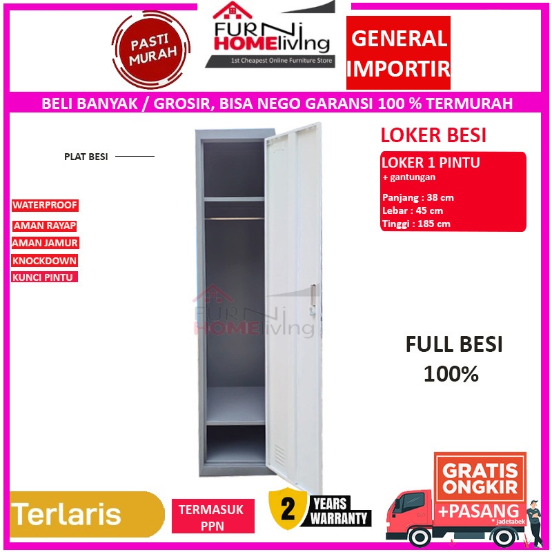 FULL BESI Loker Besi 1 Pintu Gantungan Hanger LK001