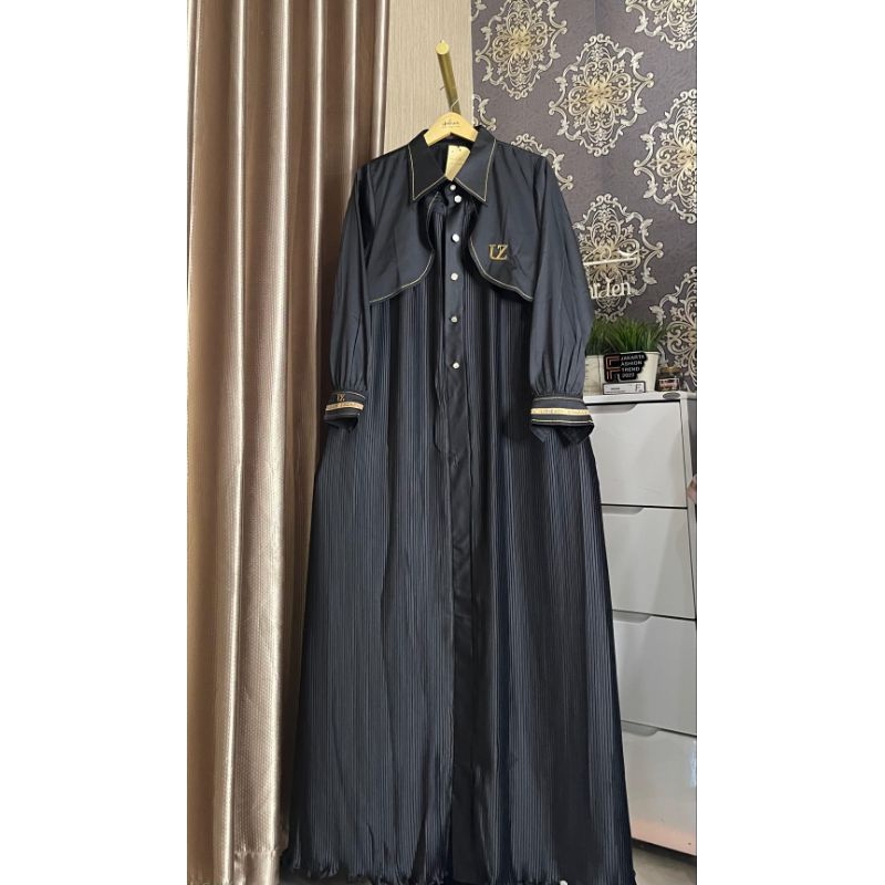 [UMIZAEN] SILVIA KHALILA DRESS HITAM//GAMIS HITAM POLOS SIMPLE SET KERUDUNG SCRFT BAHAN SILK PREMIUM
