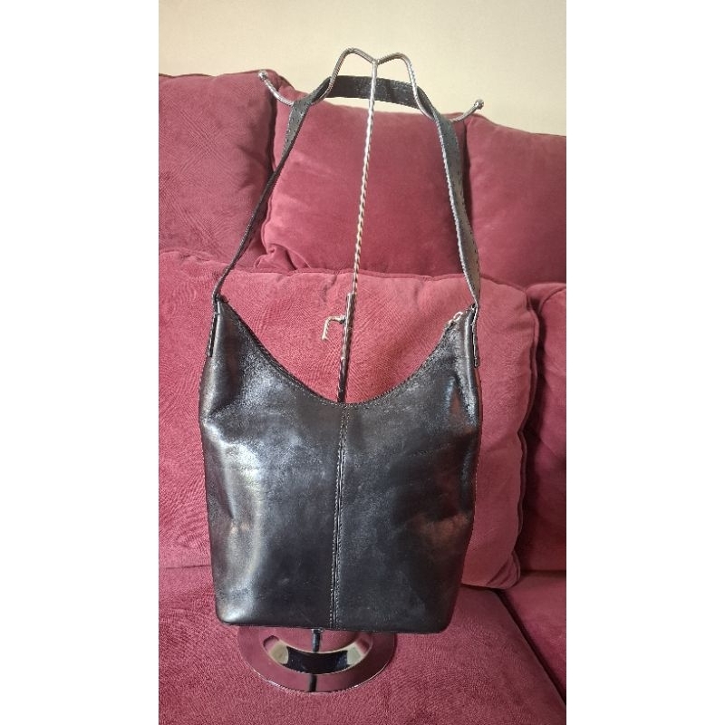 Tas fossil black shoulder satchel preloved original