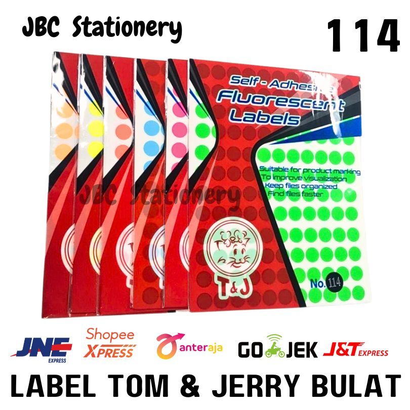 

LABEL / STICKER / STIKER BULAT 114 TOM & JERRY WARNA FLUORESCENT