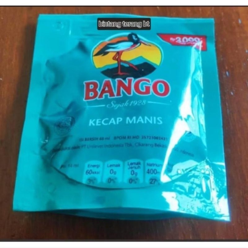 

Kecap Manis Bango 1 dus 48 pcs x 60 ml ketengan 3000 an dus an kartonan 77 gr gram