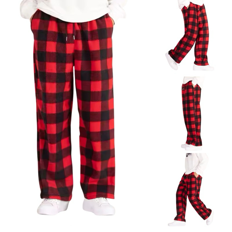 Celana kotak-kotak Polar Pria wanita Unisex / Motif Kotak Merah Outfit Hits Paling Keren dan Keren