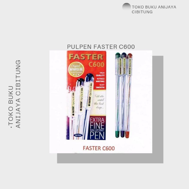 

PULPEN/PEN FASTER C600 HITAM 1PACK ISI 12PCS BERKUALITAS TERBAIK