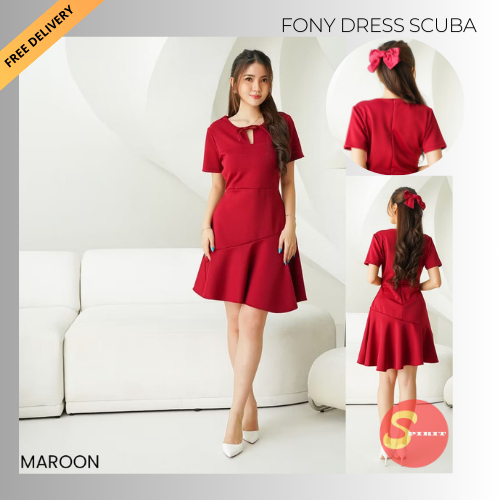 Spirit - Pakaian Wanita / Midi Dress Wanita / Dress Fony Scuba