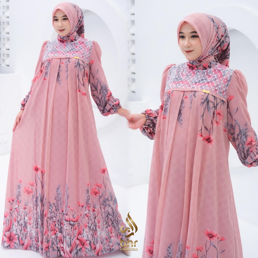 BHR collection Gamis Dress Zaina Set Hijab Variasi Brukat