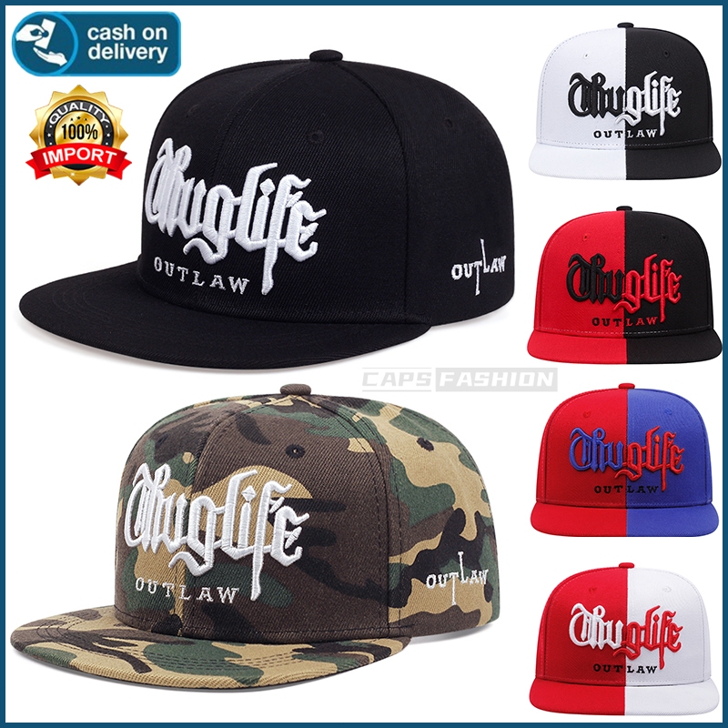 Topi Snapback caps Sumbrero Thug Life Cap 2PAC Olahraga Luar Ruangan Bordir Cap untuk Pria Modis Bis