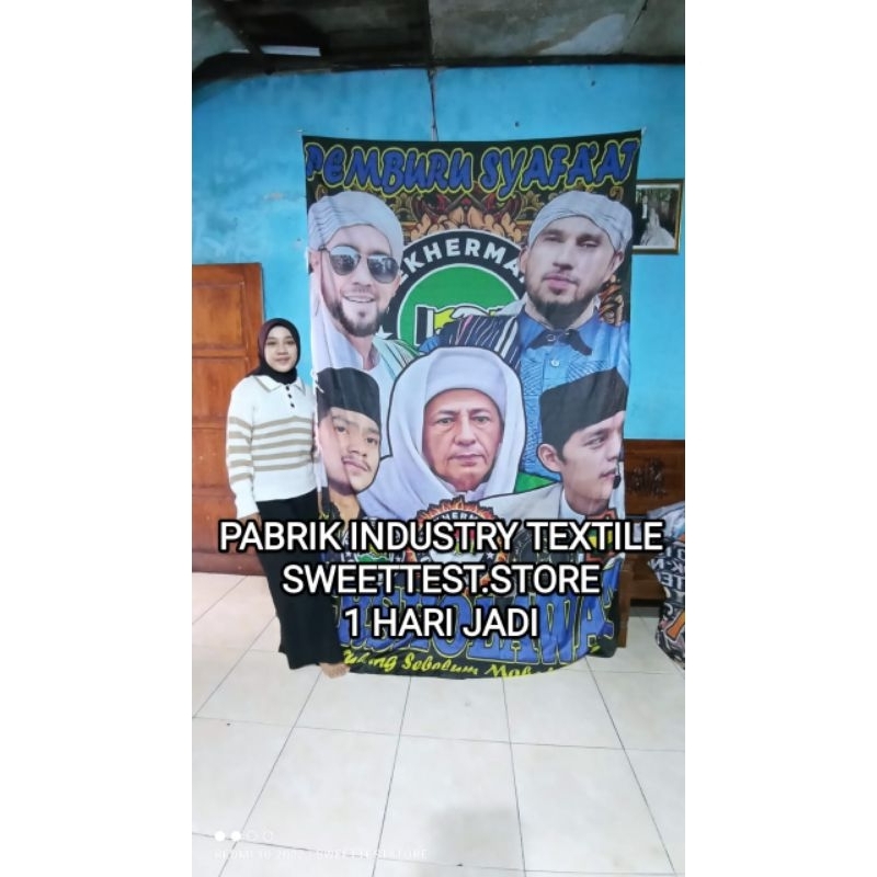 BEST SELLER + READY STOK, FREE STICKER, LOGO DESAIN SHOLAWAT, BENDERA MAJELISAN SHOLAWAT, BENDERA HA