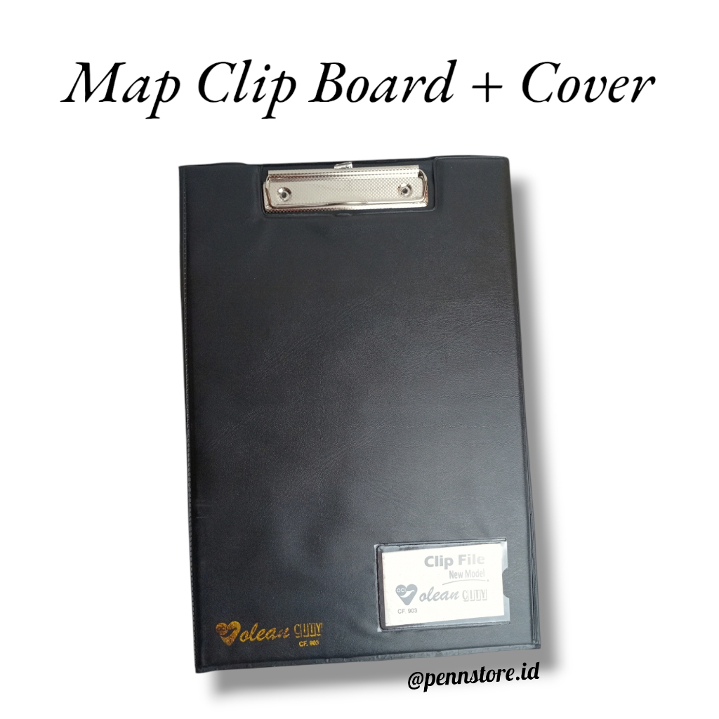 

(pcs) Clip board + Cover PVC folio Biru / Hitam - Papan jalan tebal
