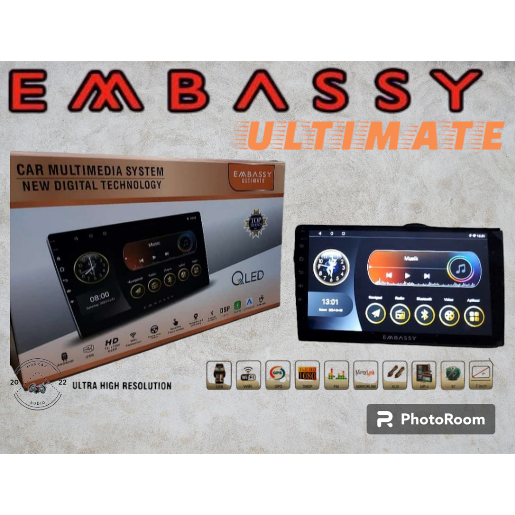 Head unit Android Embassy 9 Inch dan 10 Inch Memory 2/32 Carplay Android Auto