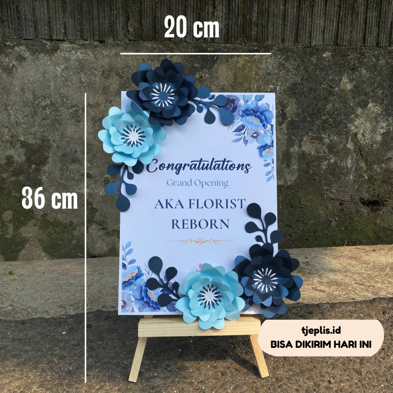 Standing Tripod Kayu Plus Papan Bunga Kertas MINI Dekorasi 30 x 20 cm