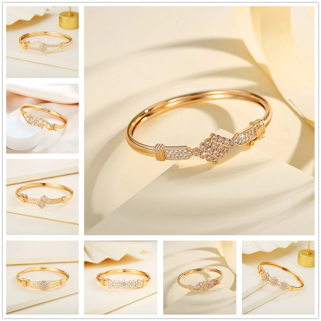 Gelang Tangan Bangle Wanita Model Korea Emas / Titanium Anti Karat Gelang Dewasa Lapis Emas Imitasi