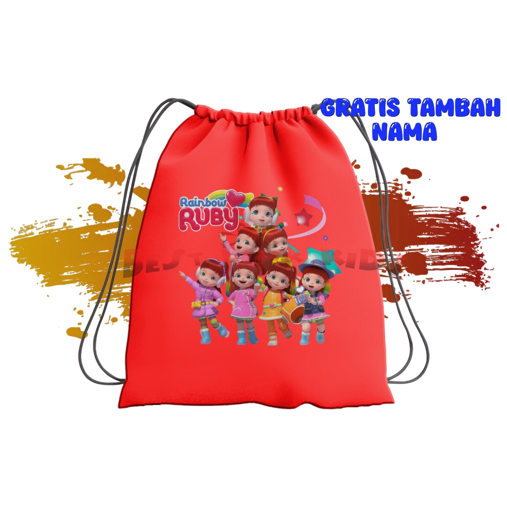 Tas Serut Anak Costum Rainbow Ruby String Bag Anak Ruby Karakter