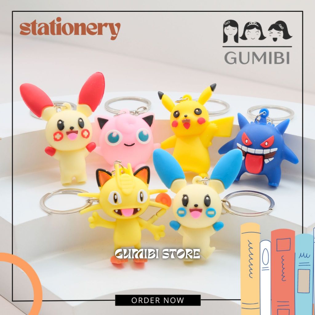 GANTUNGAN KUNCI POKEMON FAMILY GANCI SOUVENIR ULANG TAHUN ANAK TEMA POKEMON PIKACHU LUCU IMUT GUMIBI