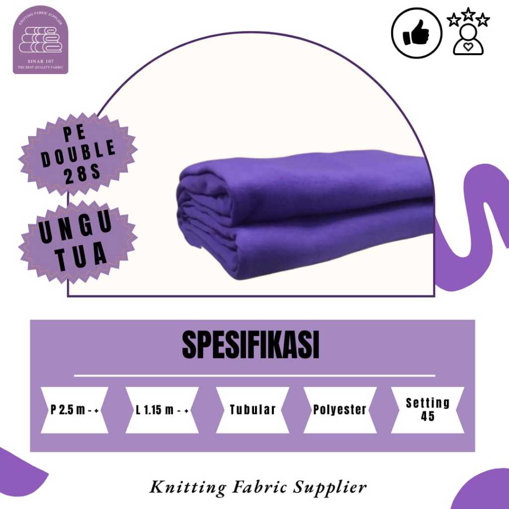 Kain kaos Pe double 28s kiloan | warna UNGU TUA | SINAR107