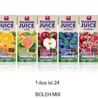 

Diamond Juice minuman jus ( 1 dus isi 24 pcs ) No Added Sugar rasa GUAVA / ORANGE / APEL / CRANBERRY / BLUEBERRY 200ml