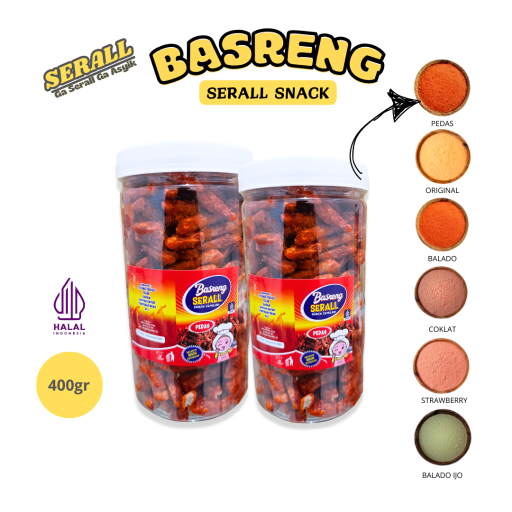 

SERALL Basreng Ikan Tengiri Original Pedas Gurih Kremes Makanan Ringan