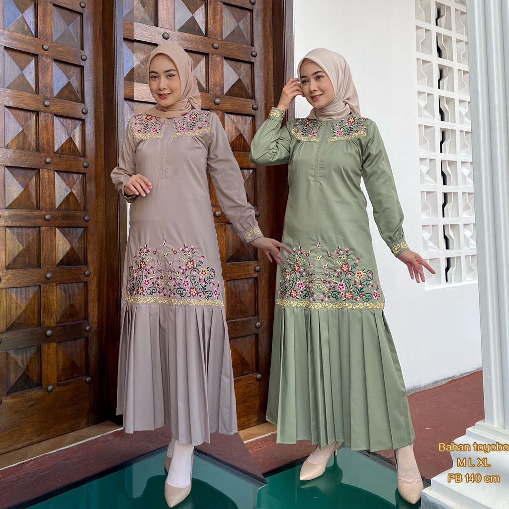 GAMIS TOYOBO PREMIUM TERBARU 2025 BORDIR KOMPUTER GAMIS MADINA