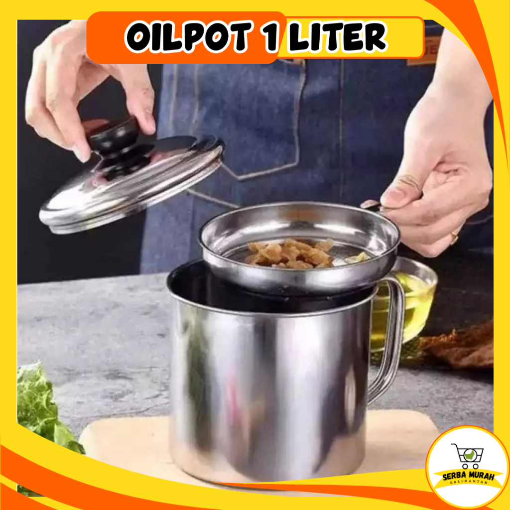 TEMPAT SARINGAN MINYAK GORENG | OILPOT 1 LITER | WADAH MINYAK  BEKAS | TEMPAT MINYAK GORENG 1 LITER 