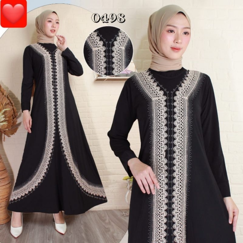 Baju Gamis Jersey Payet Ori Import India Long Dress 498 / Arab / Kaftan / Turki / Muslim / Wanita