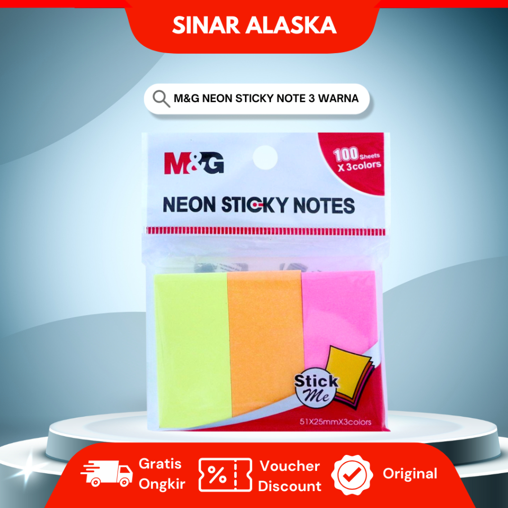 

M&G Sticky Notes Neon Color / Sticky Notes Tempel 3 Warna Isi 100