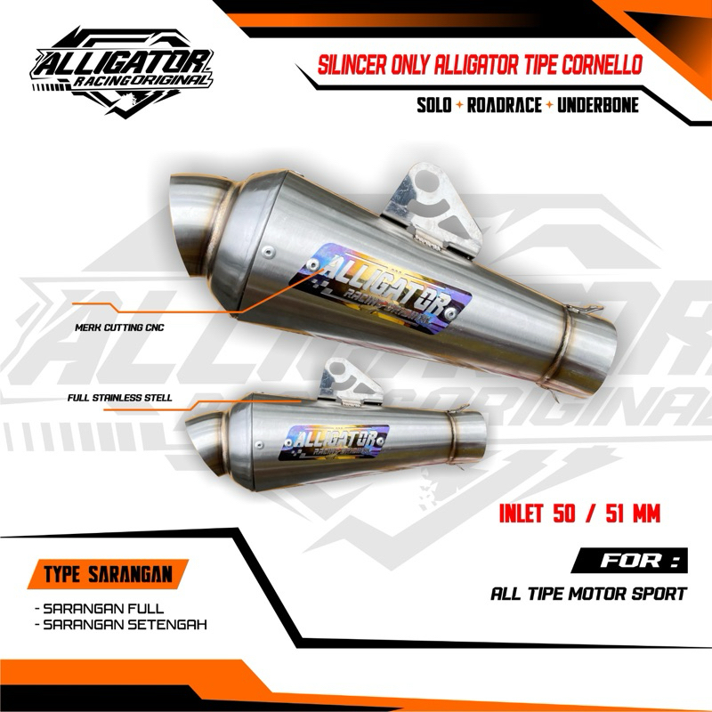 Silincer only alligator tipe Fantera universal inlet 50mm