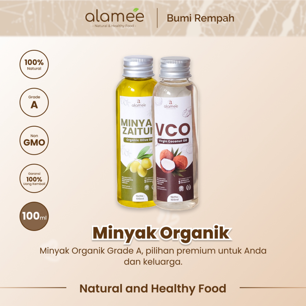 

ALAMEE Virgin Coconut Oil Minyak Zaitun Kelapa Murni Extra VCO Dapat Di minum Di masak Organik 100ml