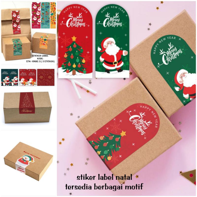 

STICKER NATAL CHRISTMAS PERSEGI LABEL BOX XMAS KOTAK AESTHETIC