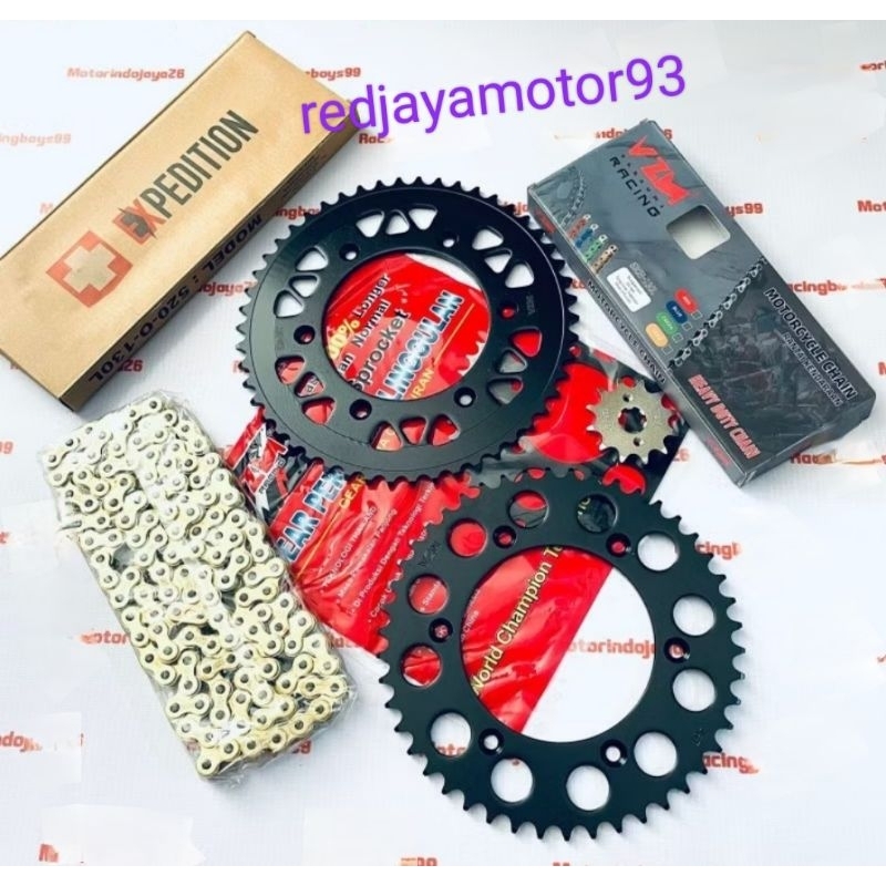 gear set 520 CRF 150L, CRF 230 gir black 520 rantai gold