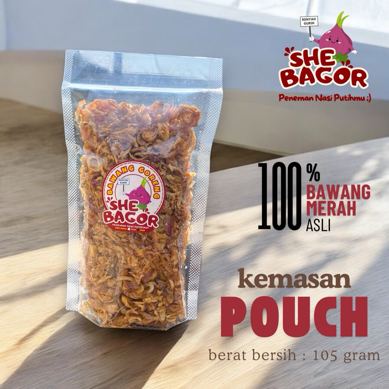 

SHEBAGOR Bawang Goreng Brebes Renyah Gurih 110gr Kemasan Pouch