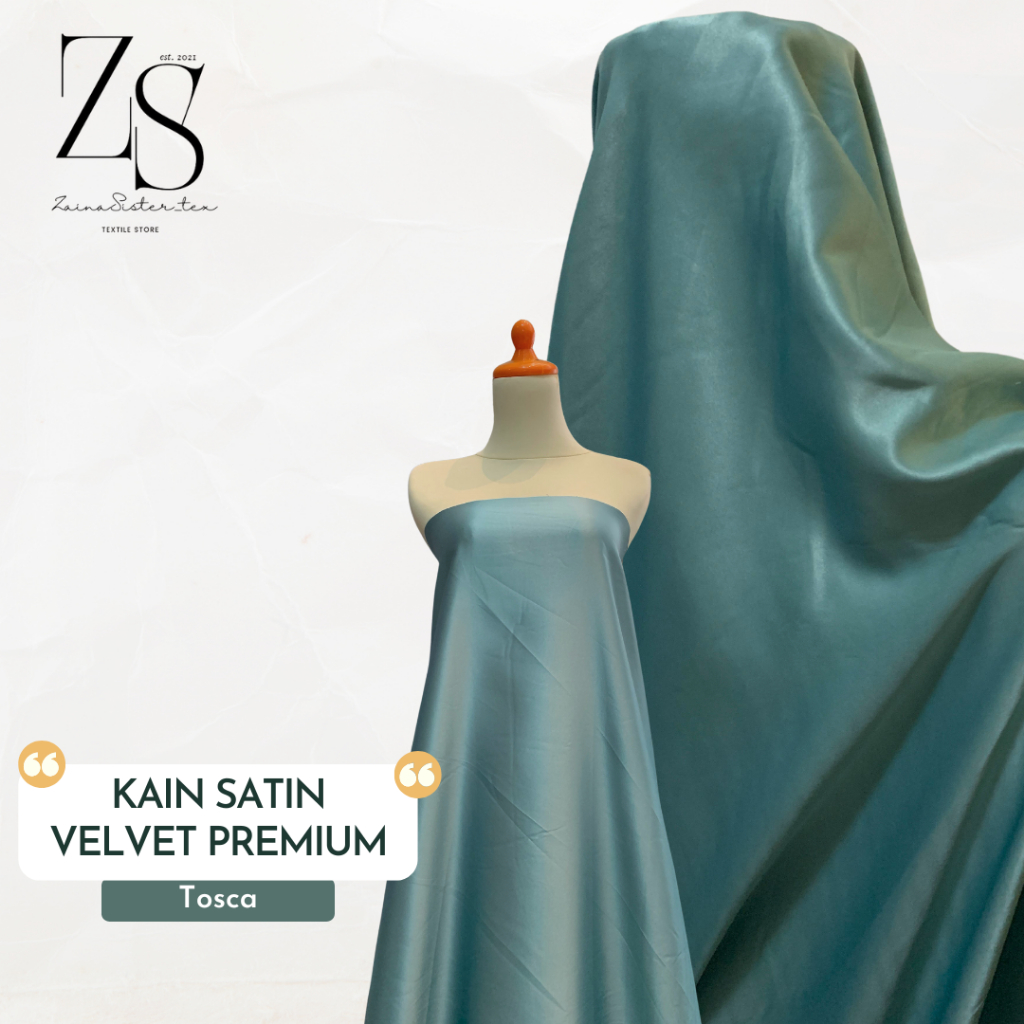 Bahan Kain Satin Velvet Premium Warna Hijau Ash Green | Tosca Green